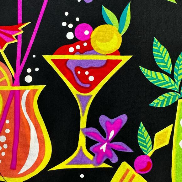 Bob Mackie Wearable Art Silk Cocktail Blouse Sz Large Short Sleeve Atomic Bright - Picture 3 of 16